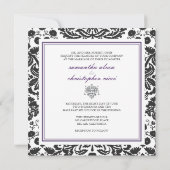 Dentelles baroques damas/violets Invitations (Dos)
