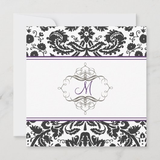 Dentelles baroques damas/violets Invitations (Devant)