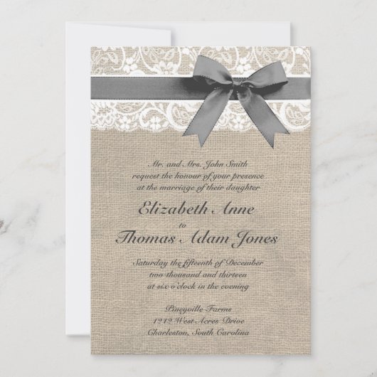 Dentelles blanches et Faire-part de mariage à l'ai (Devant)