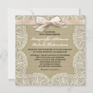 Dentelles blanches et invitations à un mariage de 