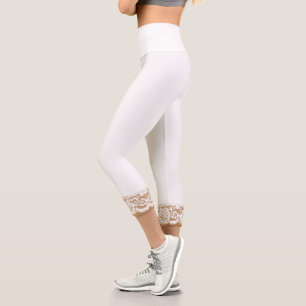 Dentelles blanches Jolies Leggings Capri