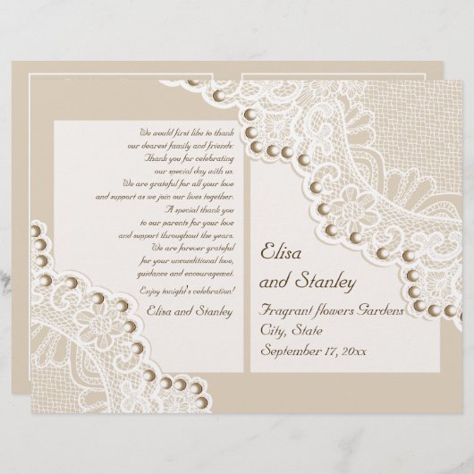 Dentelles blanches & perles beige plié programme d (Devant / Derrière)