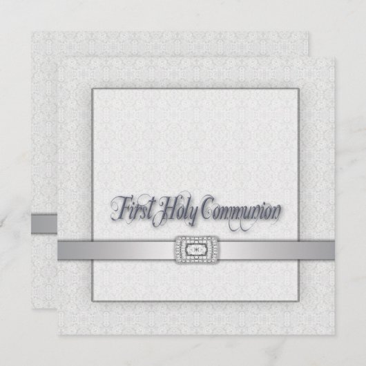 Dentelles blanches Première communion Invitation (Devant / Derrière)