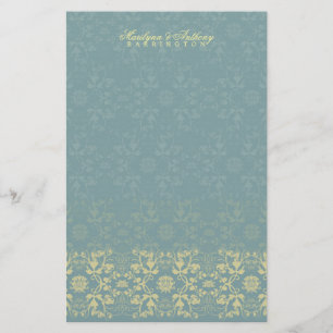 Dentelles Damask Lace Peacock Merci papeterie