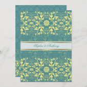 Dentelles en damas Peacock Faire-part de mariage b (Devant / Derrière)