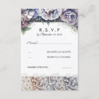 Dentelles et fleurs Vintages d'aquarelle RSVP