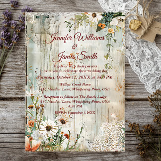 Dentelles et marguerites vintages Faire-part de ma