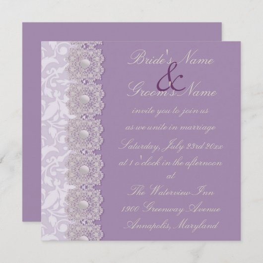 Dentelles et perles Faire-part de mariage de Lavan (Devant / Derrière)