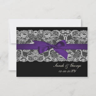 Dentelles et ruban violet noir 3,5 x 5 rsvp