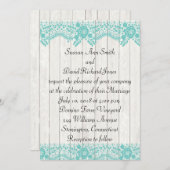 Dentelles Turquoises et Faire-part de mariage rust (Devant / Derrière)