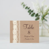 Dentelles vintages et Burlap moyen Numéro de table (Debout devant)