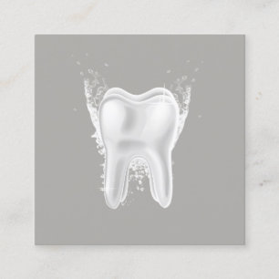 Dentist 3D White Tooth Gray Dental Clinic Vierkante Visitekaartje