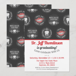 Dentist Afstuderen Invitation Chalk Dental Party Kaart