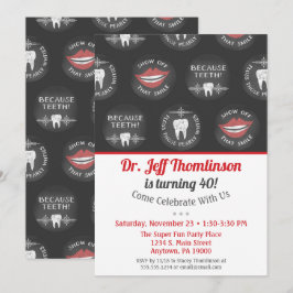 Dentist Birthday Invitation Chalk Dental Party Kaart