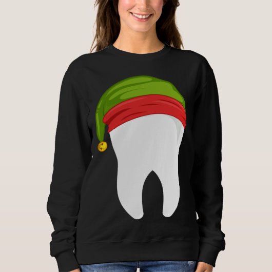 Dentist Christmas  tooth Dental  with Elf hat Trui (Voorkant)