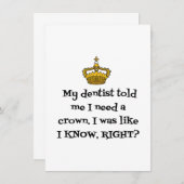 DENTIST CROWN BEDANKKAART (Voorkant / Achterkant)