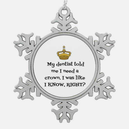 DENTIST CROWN TIN SNEEUWVLOK ORNAMENT (Voorkant)