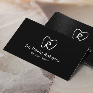 Dentist Custom Tooth Logo Plain Black Dental Care Visitekaartje