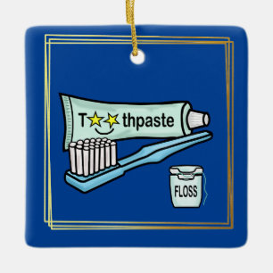 Dentist Day Toothpasta, Floss, Toothborstel Orname Keramisch Ornament