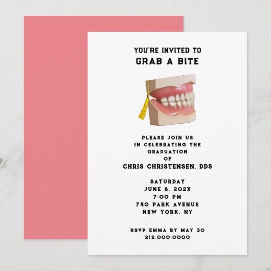 Dentist Dental School Graduation Party Invitation (Devant / Derrière)