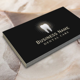 Dentist Elegant Black & Gold Dental Visitekaartje