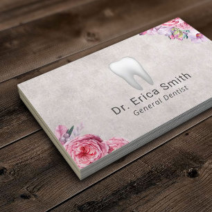 Dentist  Floral White Tooth Dental Care Visitekaartje