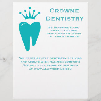 Dentist Flyer Cute Crown Tooth Logo Blue