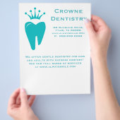Dentist Flyer Cute Crown Tooth Logo Blue (Hand)
