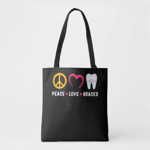 Dentist Funny Orthodontist Peace Love Braces Draagtas