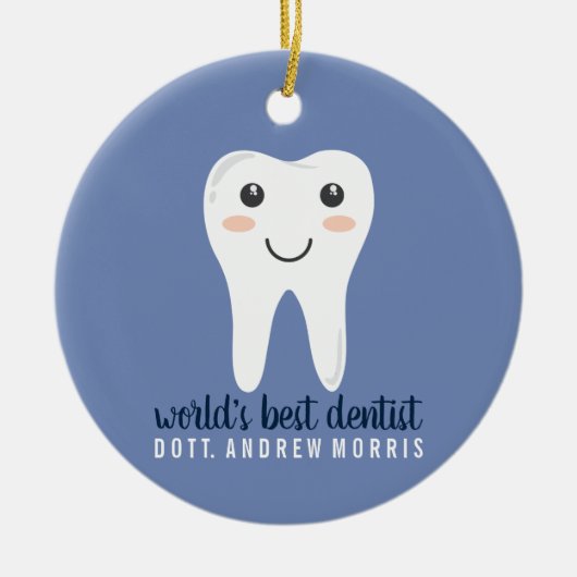 Dentist gepersonaliseerd cadeauidee keramisch ornament (Voorkant)