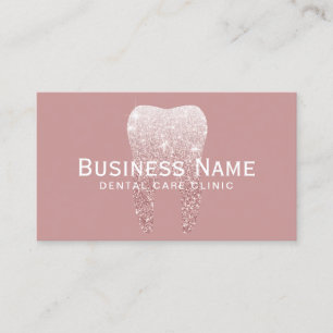 Dentist Glitter Tooth Elegant Pink Dental Clinic Afsprakenkaartje