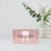 Dentist Glitter Tooth Roos Gold Ombre Dental Care Visitekaartje (Staand voorkant)