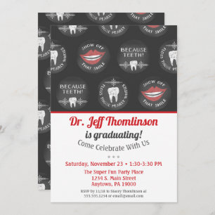 Dentist Gradust Invitation Chalk Dental Party