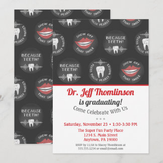 Dentist Gradust Invitation Chalk Dental Party