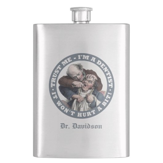 DENTIST humor aangepaste monogram kolf Heupfles (Voorkant)