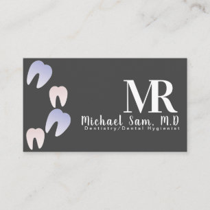 Dentist Hygienist Ombre Tooth Logo Grey Business Visitekaartje