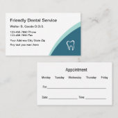 Dentist Kantoor Appointment Sjabloon Visitekaartje (Voorkant / Achterkant)