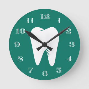 Dentist Kantoor Dental Care White Tooth Blauwgroen Ronde Klok
