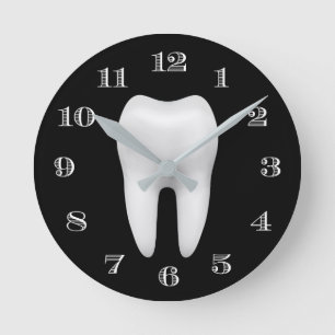 Dentist Kantoor Dental Care White Tooth Plain Blac Ronde Klok