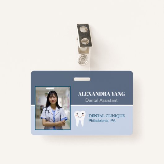 Dentist Kantoor medewerker, tandheelkundige assist Badge (Voorkant met clip)