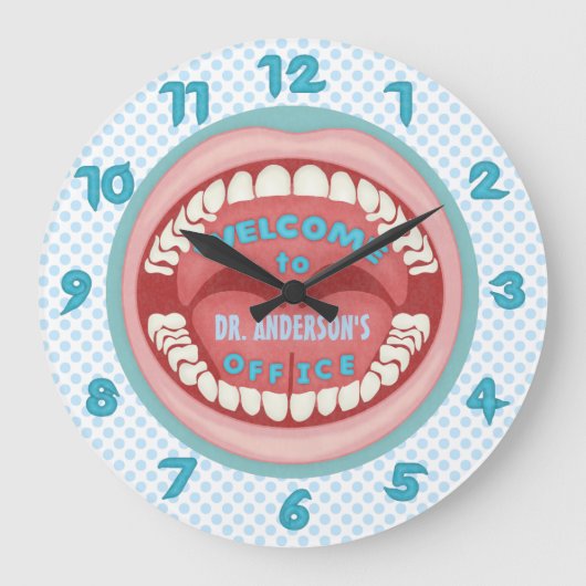 Dentist Kantoor Novelty Personalized Teeth Dental Grote Klok (Voorkant)