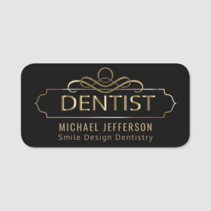 Dentist Kantoor - Zwart en Gold Naamplaatje