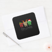 Dentist Kerstmis Funny Leopard Pset Tooth Dental Vierkante Sticker (Envelop)