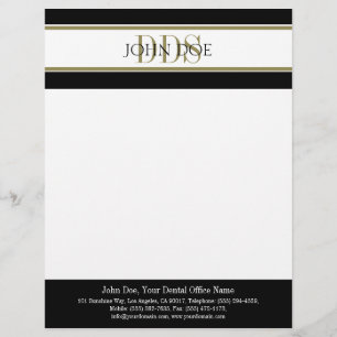 Dentist Letterhead Gold DDS Matching Visitekaartje Custom Briefhoofd