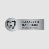 Dentist Logo Dental Office Silver Naamplaatje (Voorkant)