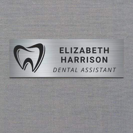 Dentist Logo Dental Office Silver Naamplaatje