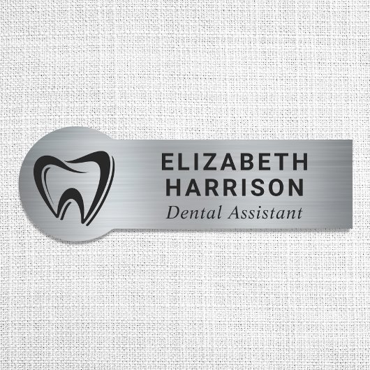 Dentist Logo Dental Office Silver Naamplaatje