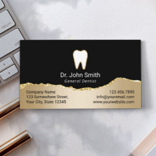 Dentist Modern Black & Gold Dental Appointment Afsprakenkaartje