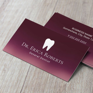 Dentist Modern Burgundy Red Ombre Dental Office Visitekaartje
