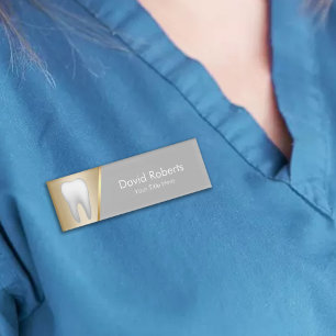 Dentist Modern Gold & Grey Dental Assistant Naambadge